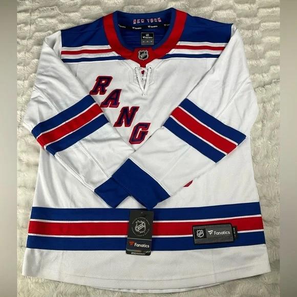 New York Rangers Fanatics Men’s White Medium NHL Breakaway Jersey NWT - Picture 6 of 11
